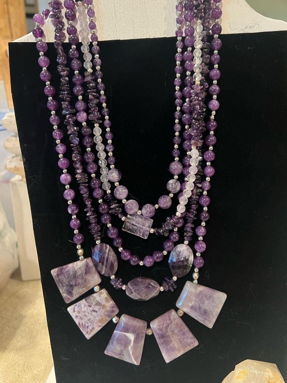 Multi-Strand Purple Amethyst Statement Necklace